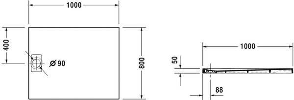 Duravit Stonetto cădiță de duș dreptunghiulară 100x80 cm alb 720147380000000