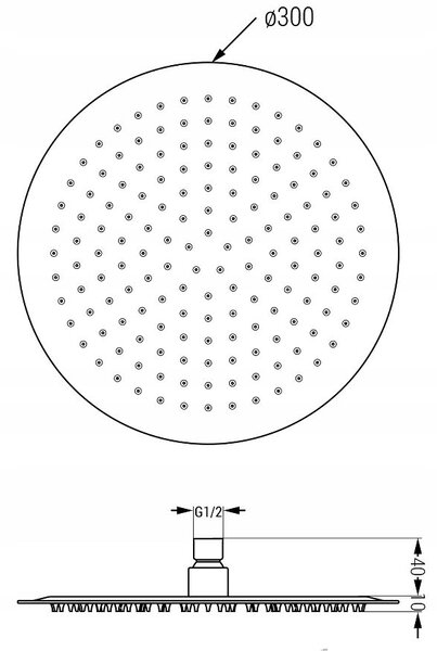 Mexen KAI, braț ascuns 40 cm + cap de duș 30 cm, auriu, 79230-50 + 79211-50
