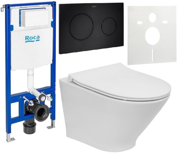 Set vas WC cu capac soft-close Roca Gap Round A34H0N3000, cadru încastrat Roca Duplo One A890070020, A890189206, A890063000