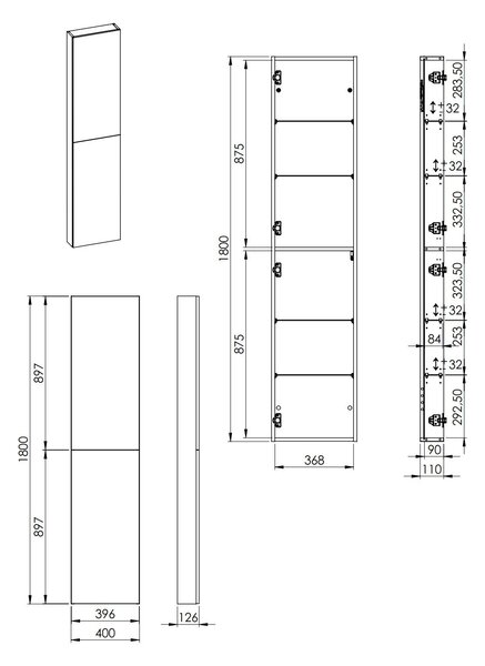 Elita For All dulap 40x12.6x180 cm laterala pe perete albastru 168792