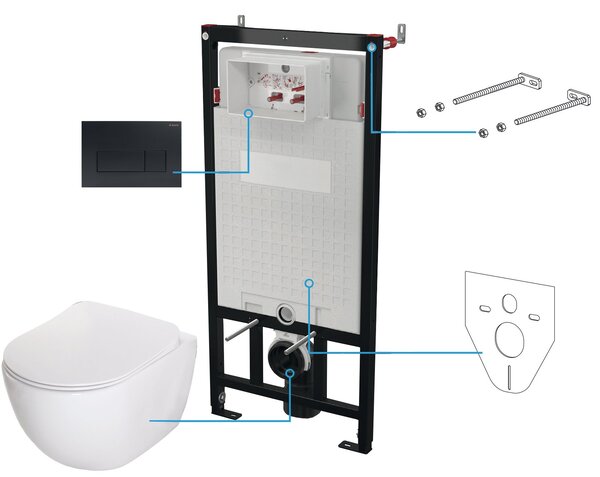 Deante Peonia set cadru și vas wc, capac+ buton de spălare CDEN6ZPW