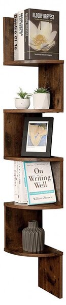 Biblioteca Vasagle, Model Shelby, 20x20x127,5 cm, Maro Rustic