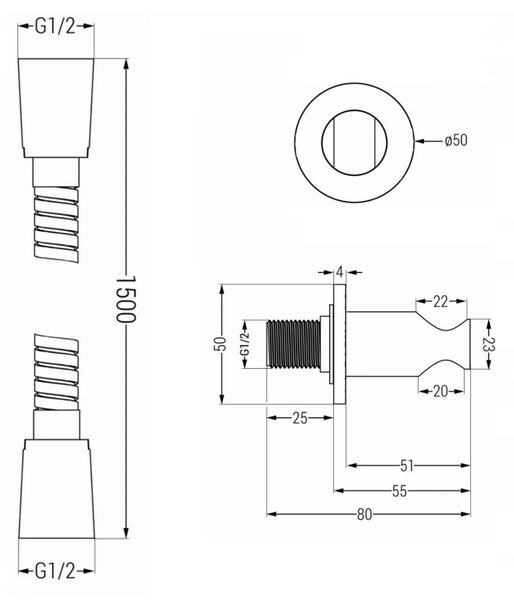 Accesorii Mexen - Set de duș manual 1 punct R-70, alb, 785706051-20