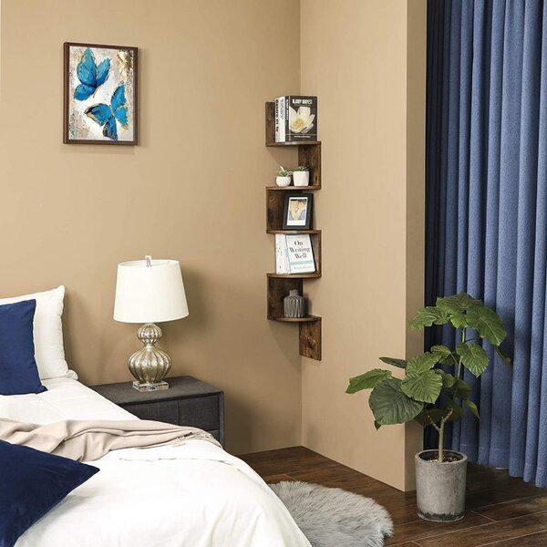 Biblioteca Vasagle, Model Shelby, 20x20x127,5 cm, Maro Rustic