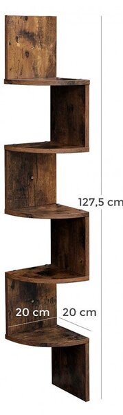 Biblioteca Vasagle, Model Shelby, 20x20x127,5 cm, Maro Rustic