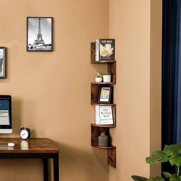 Biblioteca Vasagle, Model Shelby, 20x20x127,5 cm, Maro Rustic