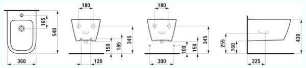Laufen Meda bideu agăţat alb H8301104003021