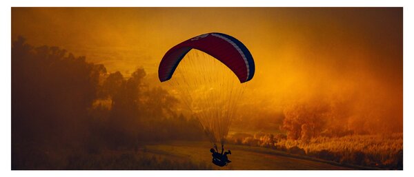 Tablou cu parașutistul în apus de soare (120x50 cm)