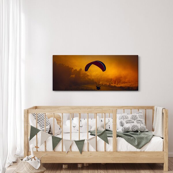 Tablou cu parașutistul în apus de soare (120x50 cm)