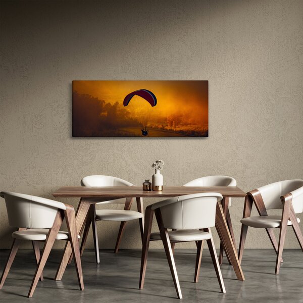 Tablou cu parașutistul în apus de soare (120x50 cm)