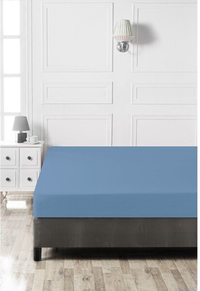 Cearceaf albastru din bumbac cu elastic 140x200 cm – Mijolnir