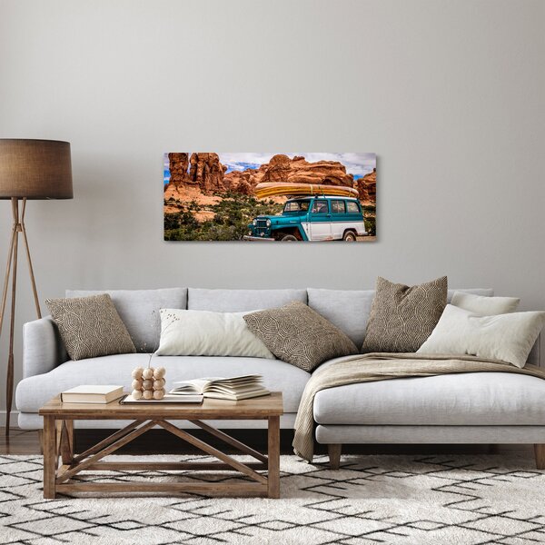 Tablou mașina de teren în munți (120x50 cm)