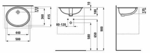 Laufen Savoy lavoar 50x41 cm ovale sub blat alb mat H8189427571091