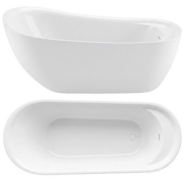 Cadă de baie acrilică independentă Rea Orte, 180x79.5cm, capac de scurgere alb, REA-W1861
