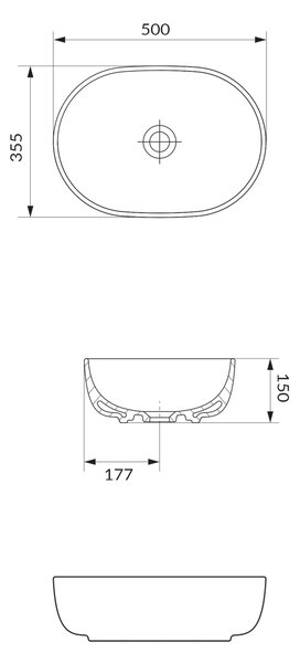 Cersanit Moduo lavoar 50x35.5 cm ovale de blat mat K116-131