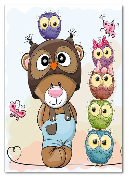 Fotografie imprimată pe sticlă Ursul și Owl