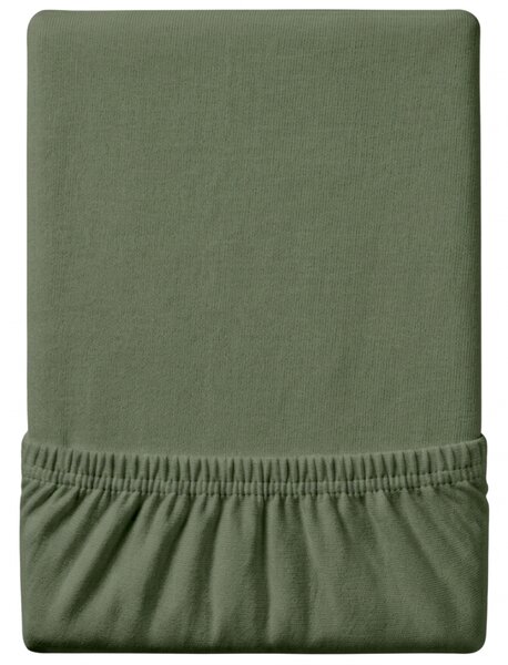 Cearsaf jersey EXCLUSIVE verde inchis 90x200 cm, 100% bumbac