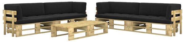 Set mobilier din paleți cu perne, 6 buc., lemn pin verde tratat