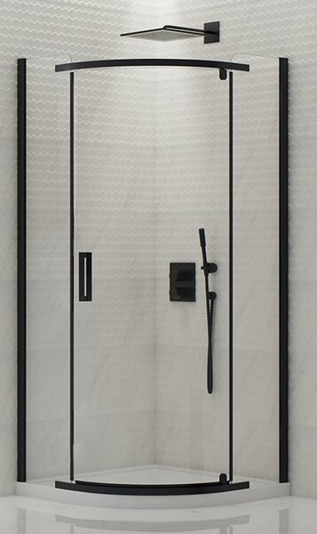 New Trendy New Komfort Black cabină de duș 90x90 cm semicircular negru mat/sticlă transparentă K-0469