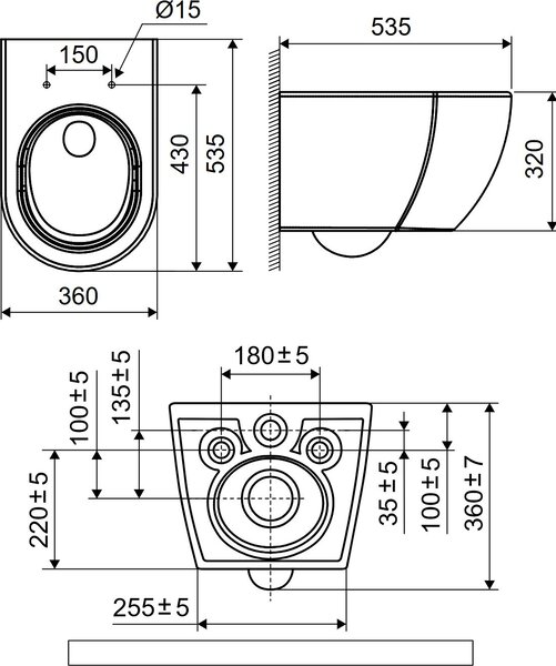 Excellent Stellar vas wc cu capac soft-close agăţat fără margine cu spălare turbionară alb lucios CEEX.6623.535.WH