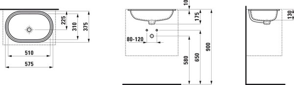 Laufen Savoy lavoar 51x31 cm ovale sub blat alb luciu H8189450001091