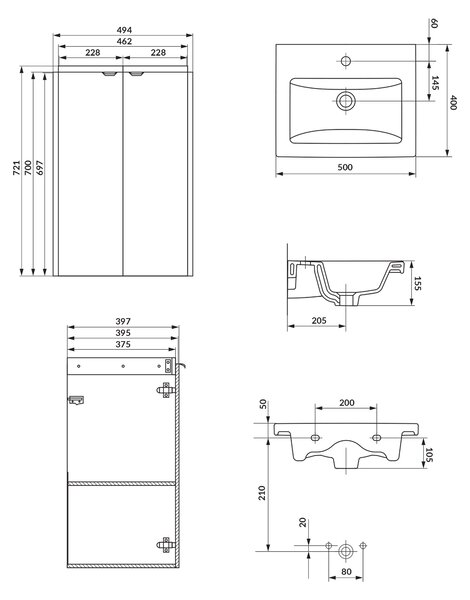 Cersanit Ovida lavoar cu dulap 50 cm alb S4047-001