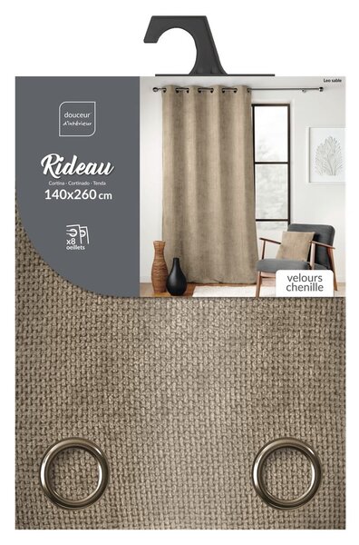 Draperie maro deschis din janilie 140x260 cm Leo – douceur d'intérieur