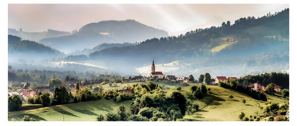 Tablou - sătuț în ceață (120x50 cm)