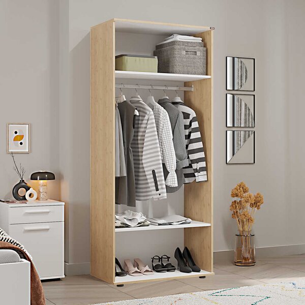 Dulap Haine Adore Trendline cu 2 usi si umeras, Alb - Stejar, 80x187x47 cm