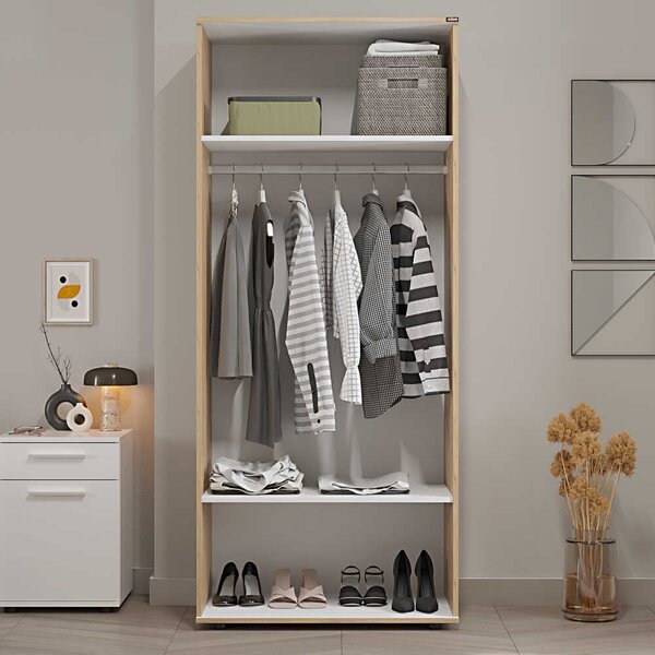 Dulap Haine Adore Trendline cu 2 usi si umeras, Alb - Stejar, 80x187x47 cm