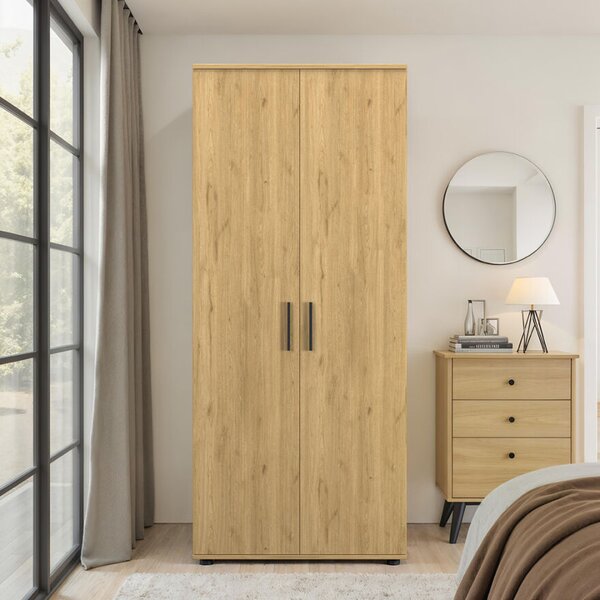 Dulap Haine Adore Trendline cu 2 usi si umeras, Alb - Stejar, 80x187x47 cm