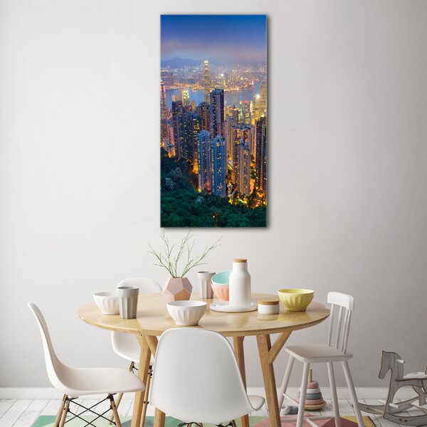 Tablou pe pe sticlă Hong Kong pe timp de noapte