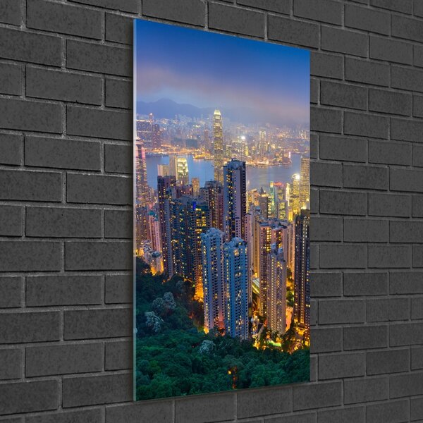 Tablou pe pe sticlă Hong Kong pe timp de noapte