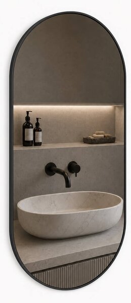 Baltica Design Aluma oglindă 40x80 cm oval cu iluminare negru 5904107934297