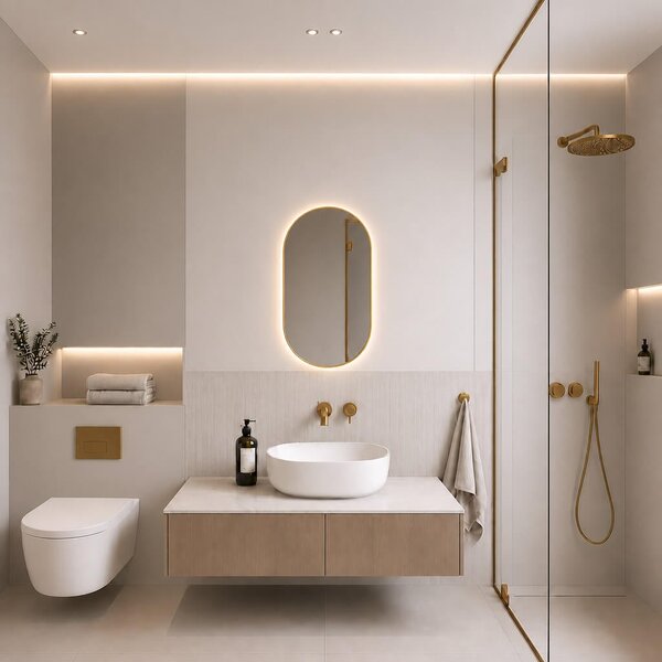 Baltica Design Aluma oglindă 40x80 cm oval cu iluminare auriu 5904107934327