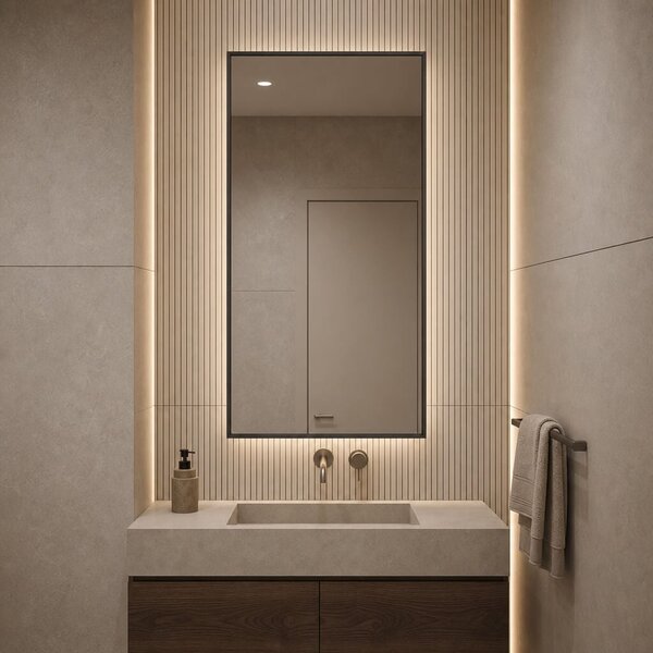 Baltica Design Aluma oglindă 50x70 cm dreptunghiular cu iluminare negru 5904107934198