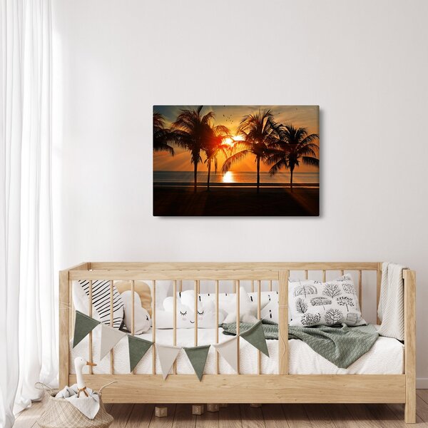 Tablou cu palmier în apus de soare (90x60 cm)