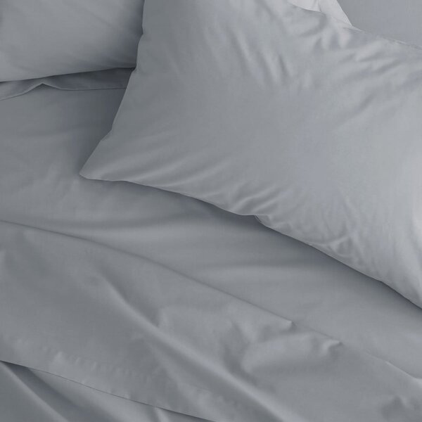 Cearceaf gri din bumbac percale 230x260 cm Easy Iron Percale – Catherine Lansfield