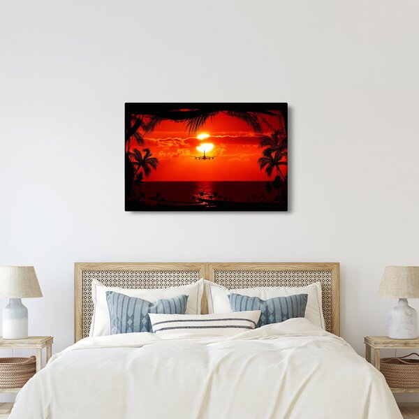 Tablou - apus de soare cu avion (90x60 cm)