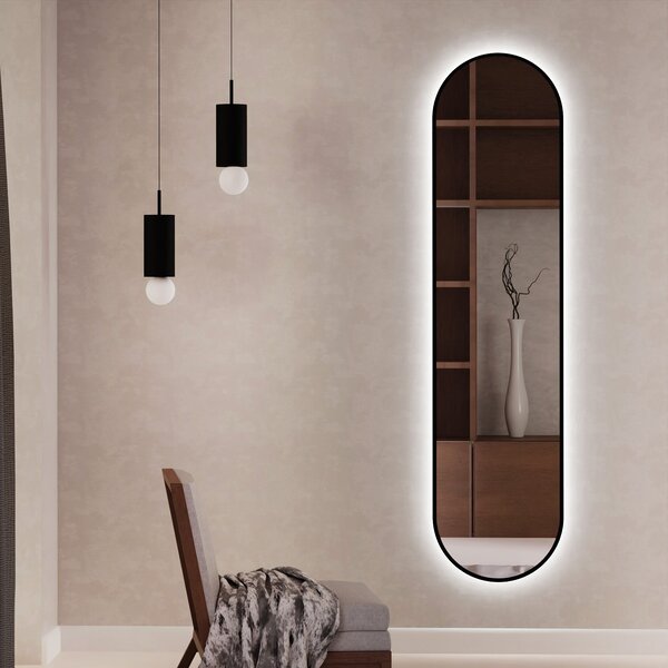 Baltica Design Tiny Border Pastille oglindă 40x155 cm oval cu iluminare negru 5904107905631