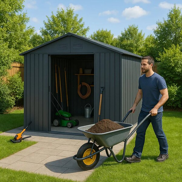 Juskys Căsuță de grădină XL 280x196x190 cm - antracit