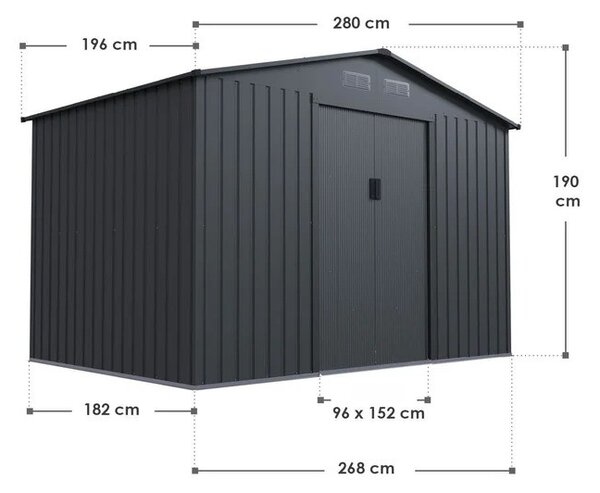 Juskys Căsuță de grădină XL 280x196x190 cm - antracit