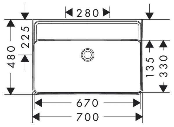 Hansgrohe Xanuia Q lavoar 70x48 cm dreptunghiular clasică alb luciu 60224450