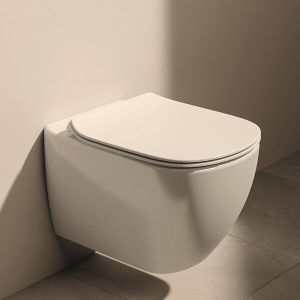 Ideal Standard Tesi vas wc cu capac soft-close agăţat fără margine alb lucios T354601