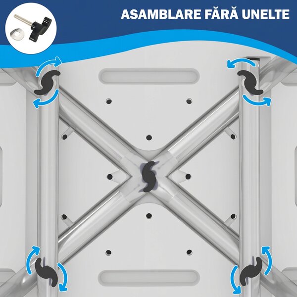 HOMCOM Scaun de Duș din Aluminiu și EVA, Reglabil pe 6 Niveluri, cu Spătar Curbat, 51,5x49,5x68,5-81 cm, Albastru Deschis și Alb | Aosom Romania