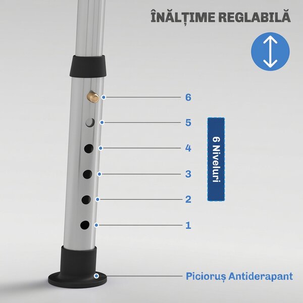 HOMCOM Scaun de Duș din Aluminiu și EVA, Reglabil pe 6 Niveluri, cu Spătar Curbat, 51,5x49,5x68,5-81 cm, Albastru Deschis și Alb | Aosom Romania