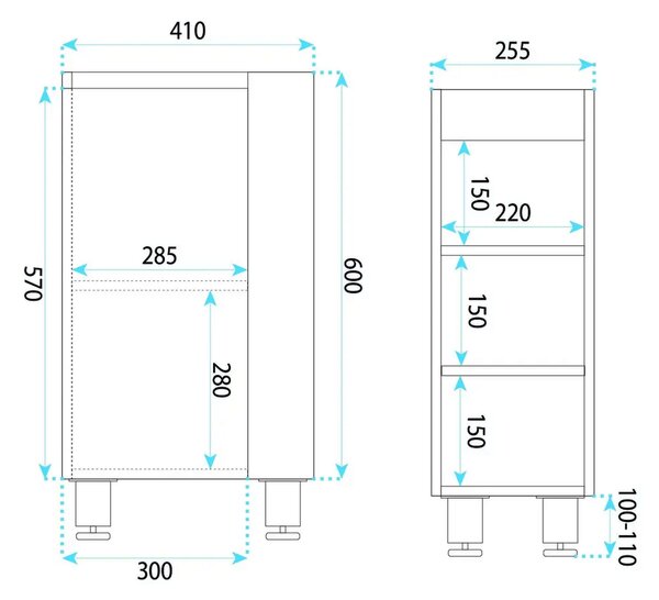 Rea Astra lavoar cu dulap 43 cm maro REA-M0404