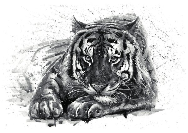 Tapet prădător de animale în alb-negru