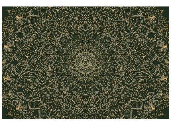 Tapet Mandala decorativă detaliată în culoare verde
