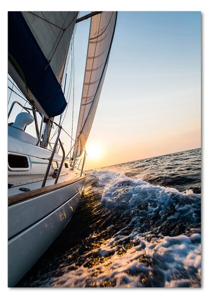 Fotografie imprimată pe sticlă Yacht pe mare